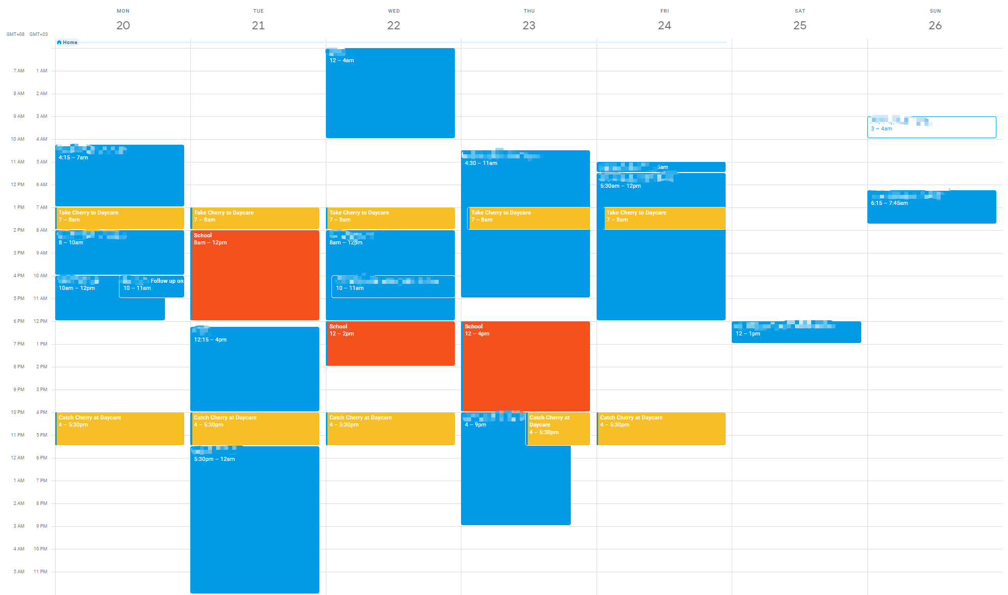 My normal weekly timetable, would be changed depend on the workload (own)